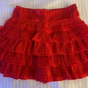 Red Ruffled Women's Skirt